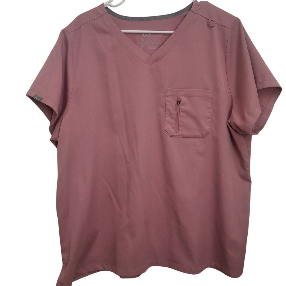 Hanes Women's V-Neck Pink Mauve Scrub Top